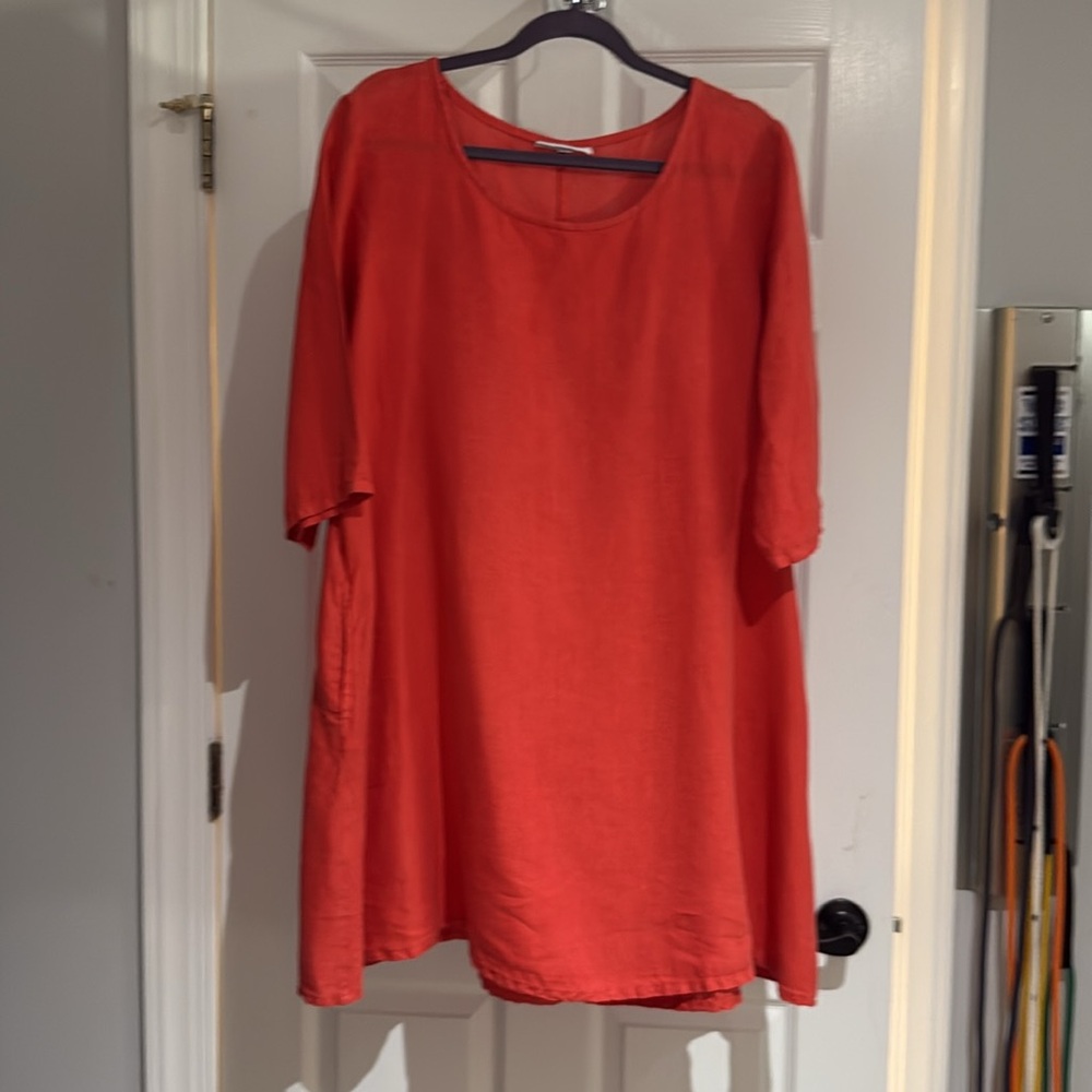 bryn Walker Orange-Red Mini Shift Dress